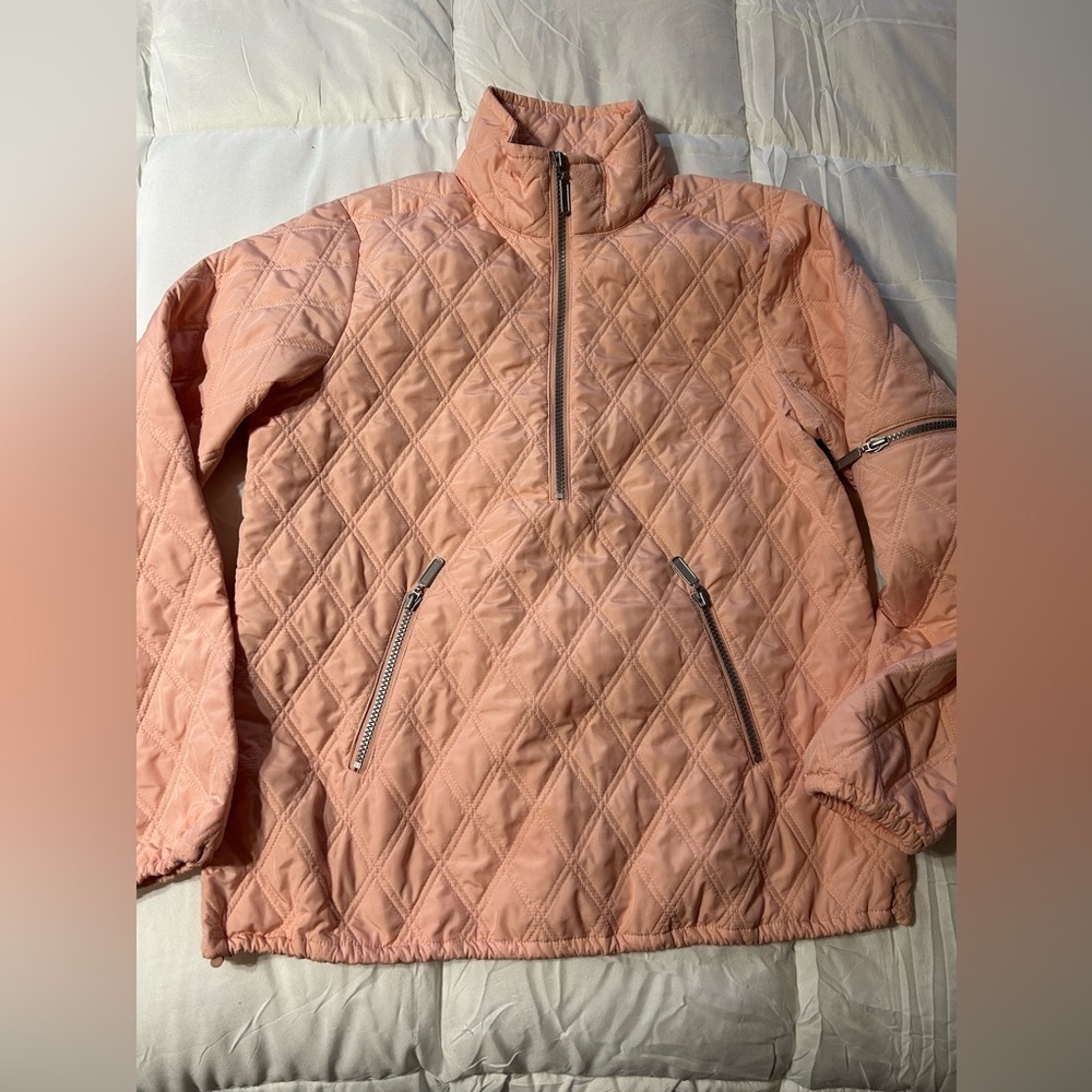 Sundance Jacket Womens Pullover Quilted Puffer 3/4 Zip Pockets blush pink small